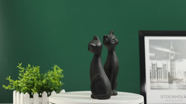 2Pcs Black Cat Statue, Home Decor Mini Cat Figurines, Room Decor